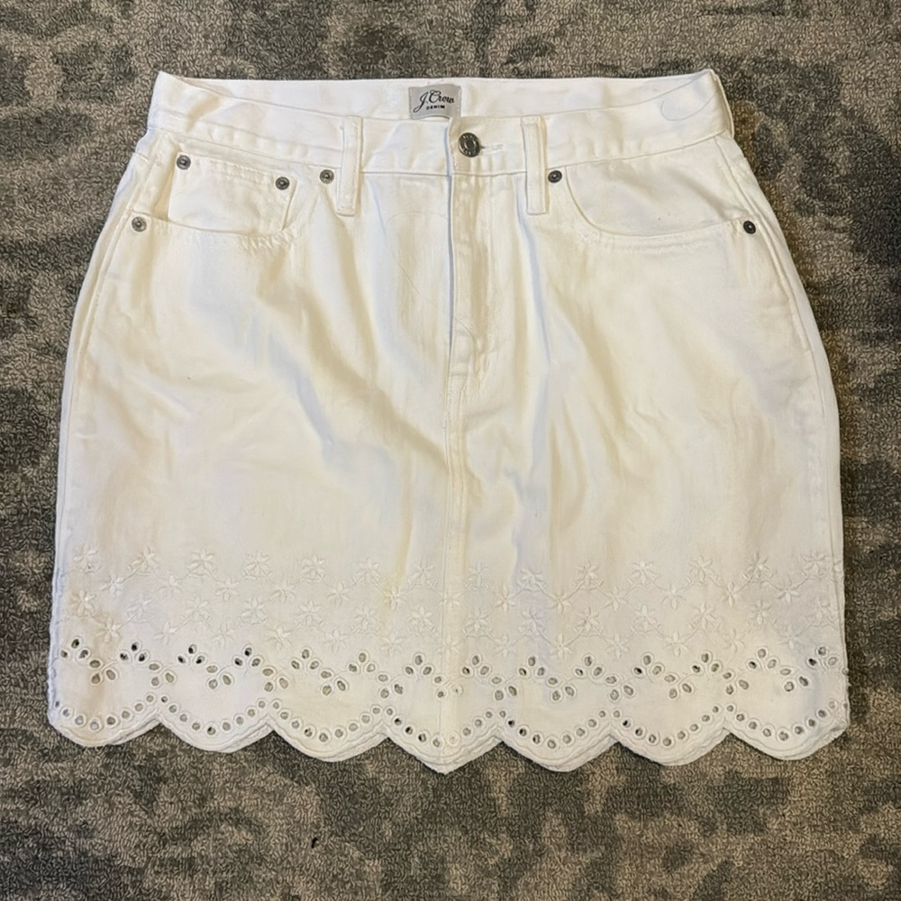 NWT J Crew Eyelet Denim Skirt Size 28